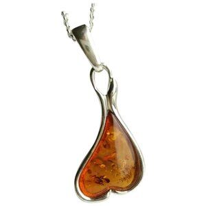 Amber sterling silver pendant necklace